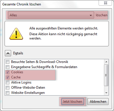 Firefox Browser Cache Einstellungen